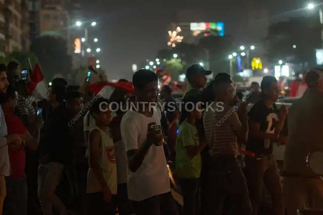 Football Fans Crowd Street During World Cup Celebration, Mohandessin