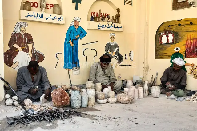 Alabaster Craftsmen at Work, Abu Aish Workshop Luxor