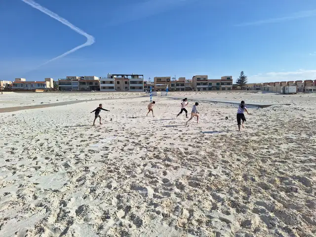 Children Playing Football on North Coast Beach Egypt