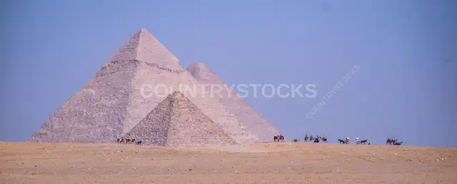 Giza Pyramids with Camel Caravan, Egypt