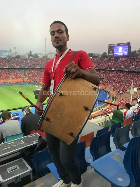 Egyptian Football Fan Drumming at Cairo Stadium