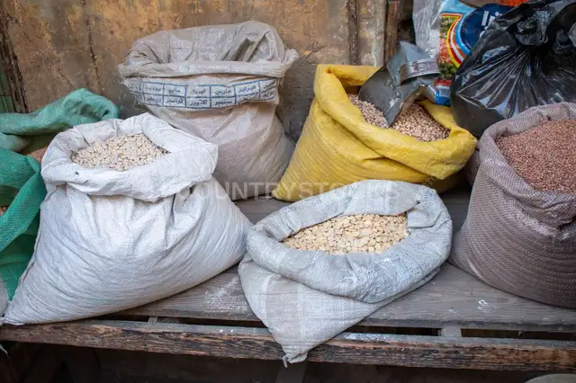Bulk Dried Legume Sacks, Al-Ashraf Street Market Cairo