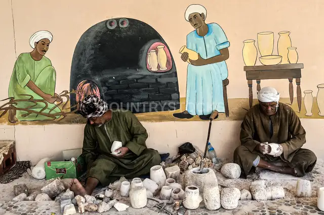 Stone Vessel Carvers at Work, Luxor Egypt