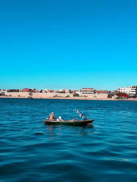 Fishermen in Small Boat on Lake Timsah, Ismailia