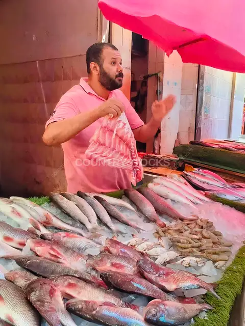 اقناع البائع للزبون لشراء السمك منه