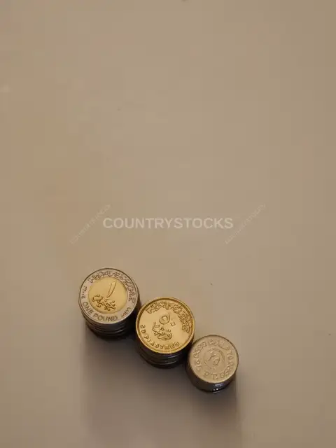 عملات الجنيه المصري مرصوصة بترتيب تصاعدي