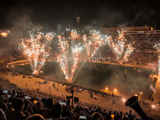Fireworks Over Cairo International Stadium During a Football Celebration