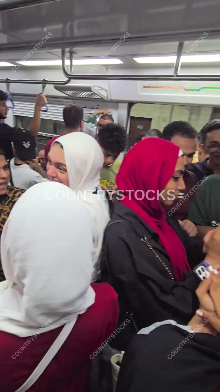 Egyptians Celebrate National Team Win on Cairo Metro