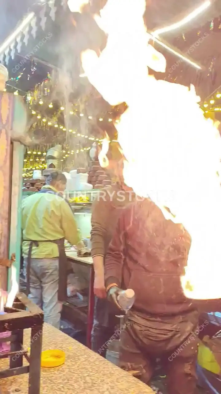 Fire Cooking Display, Qata Restaurant El Darb El Ahmar Cairo