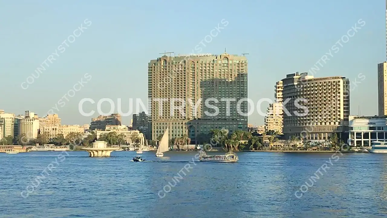 Nile River Panorama with Felucca, Cairo Corniche