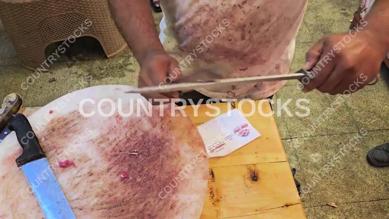 Traditional Butcher Knife Sharpening in Cairo