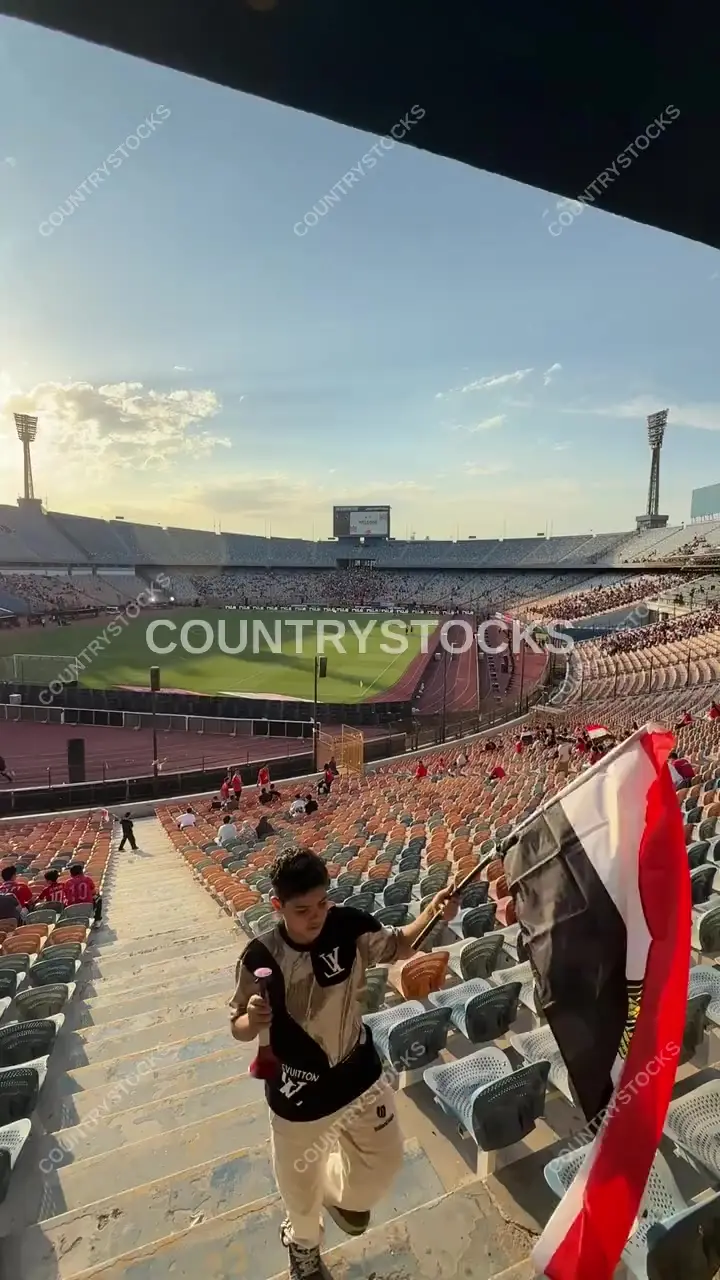 Egyptian Fan Waves Flag at Cairo International Stadium