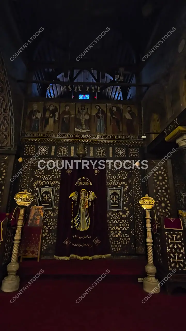 Hanging Church Iconostasis Interior, Mar Girgis Cairo