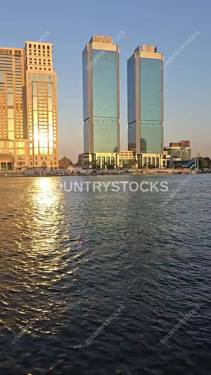 Nile Corniche Zamalek Twin Towers Sunset Cairo