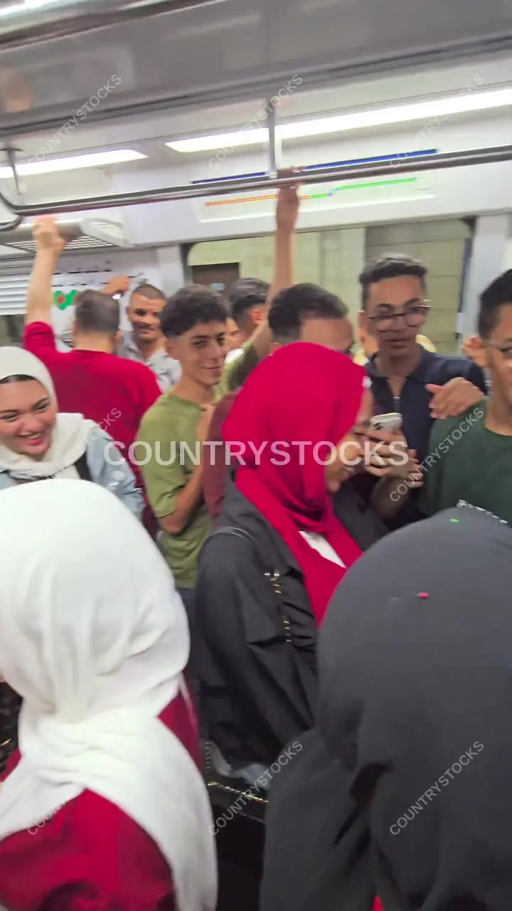 Egyptians Celebrate National Team Win on Cairo Metro