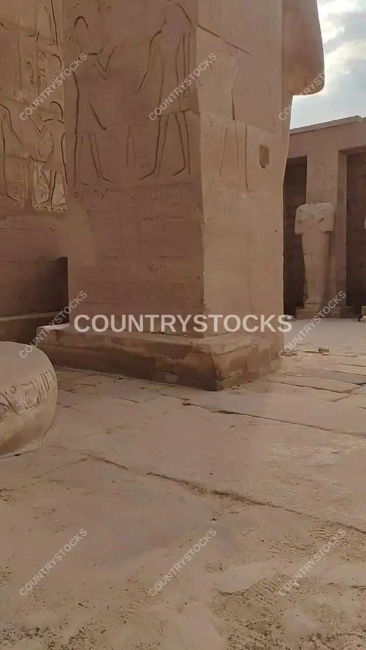 Ancient Egyptian Temple Columns and Relief Carvings, Luxor