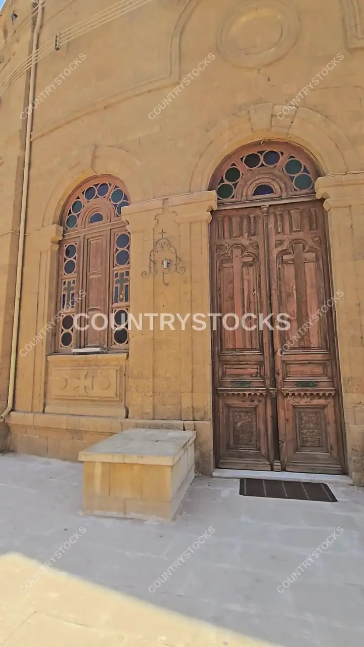 Saint George Church Wooden Door and Facade, Cairo