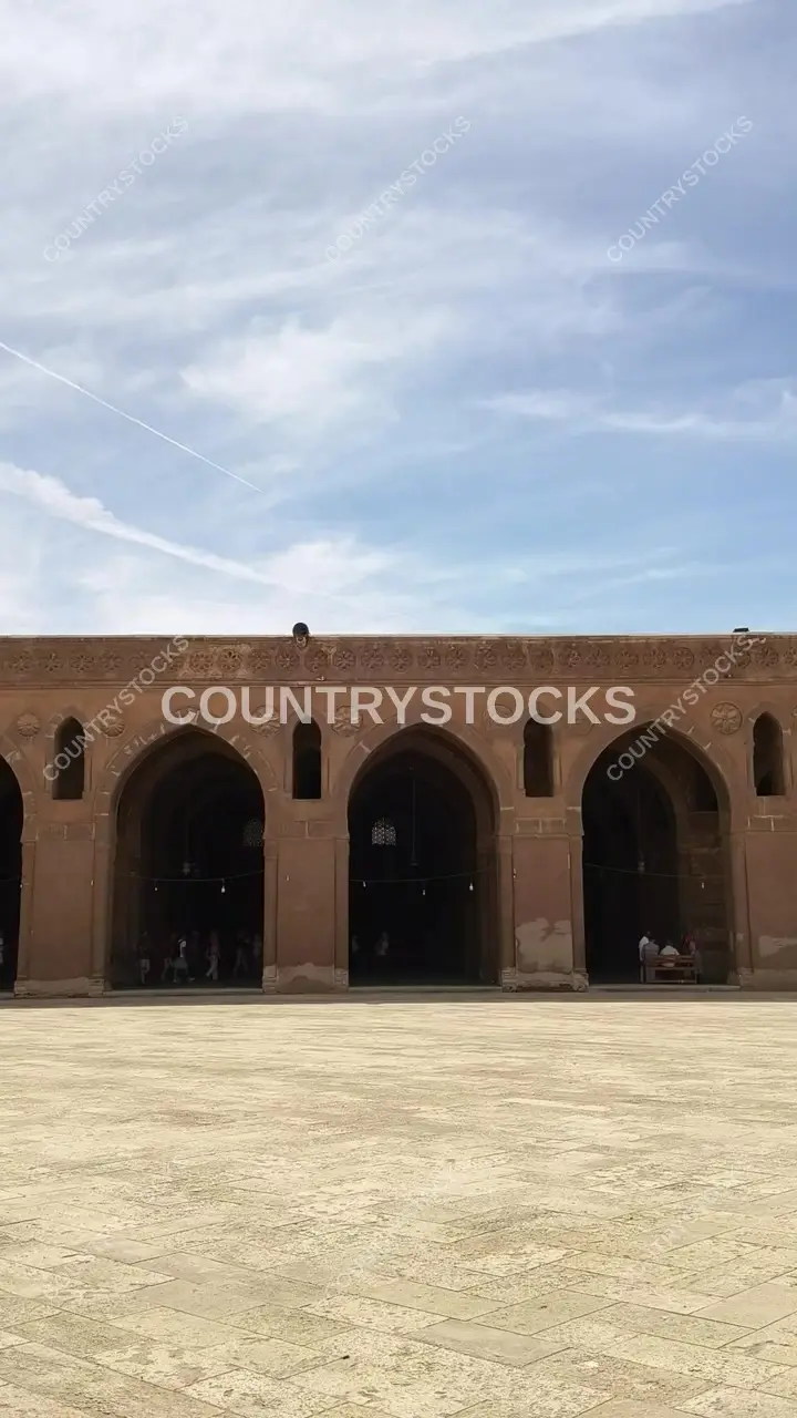 Visitors at Historic Cairo Mosque Open Courtyard