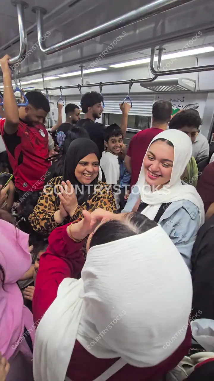 Egyptian Fans Celebrate World Cup Win, Cairo Metro