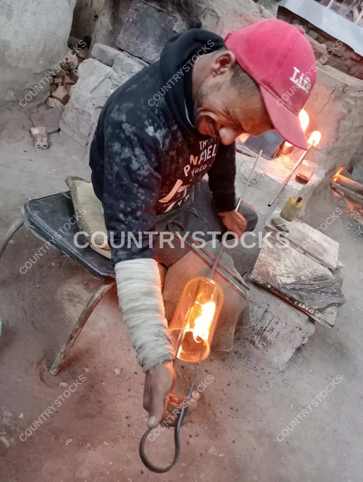 Traditional Glassblower at Work, Cairo