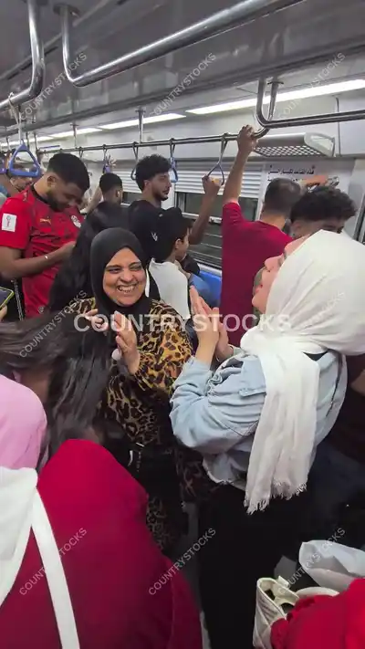 Egyptian Fans Celebrate World Cup Win on Cairo Metro