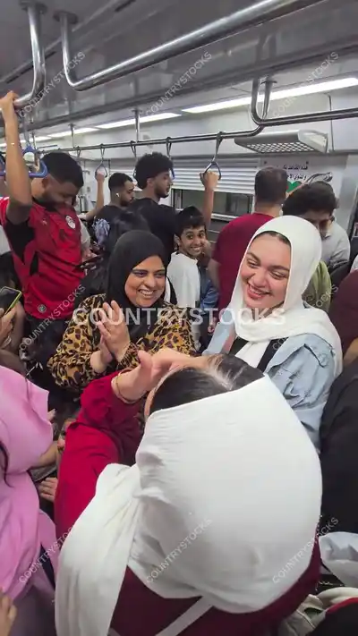 Egyptian Fans Celebrate World Cup Win, Cairo Metro